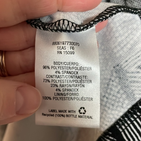 Covington size large black and white cap sleeve pencil dress polyester/spandex - Picture 5 of 7